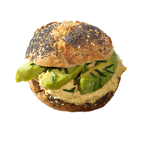 Baguette hummus avocado tomaat