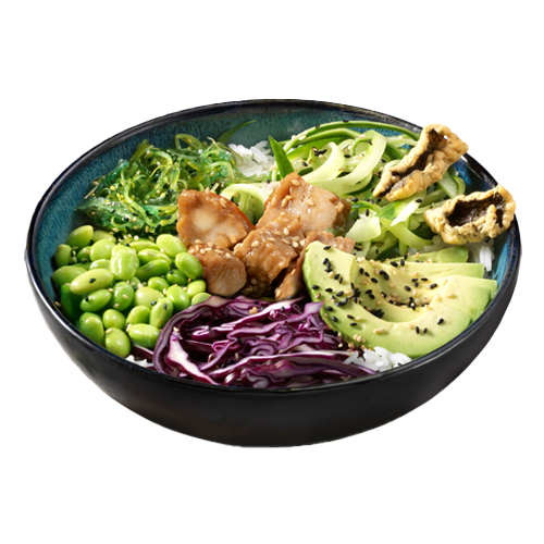 Poké bowl chicken wakadori