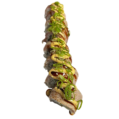 Uramaki flamed tuna roll