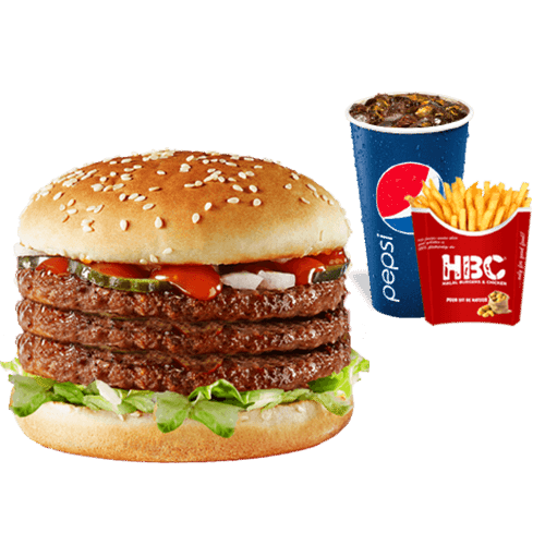 Triple beef burger menu