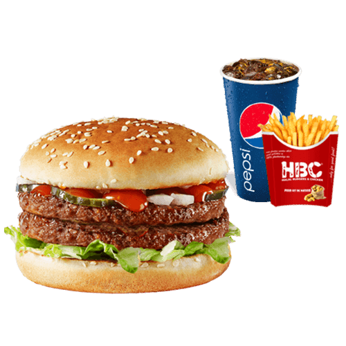 Double beef burger menu