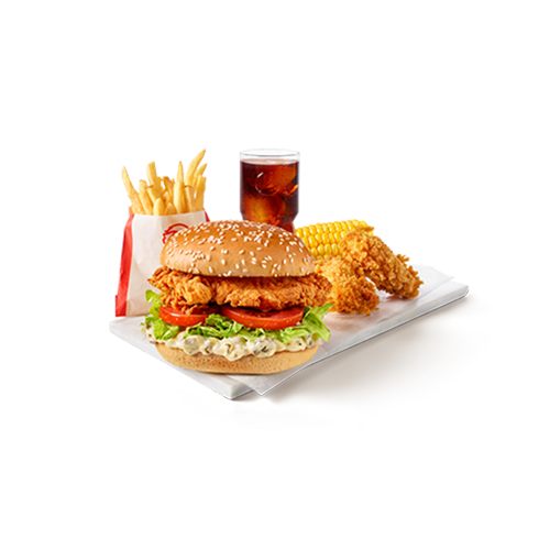 Filet burger Boxmeal + 2 hot wings