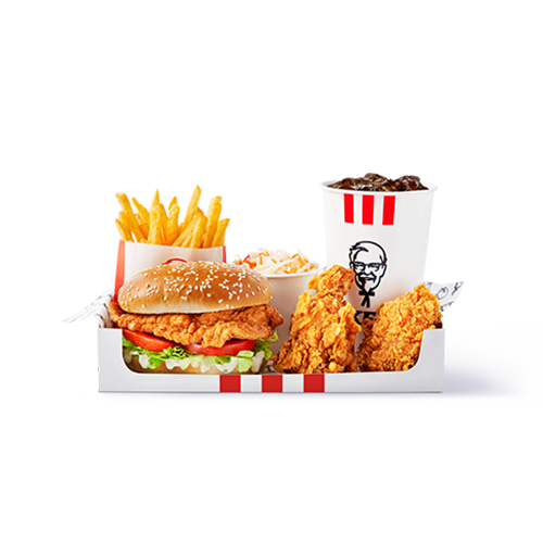 Filet burger Boxmeal + 2 hot wings
