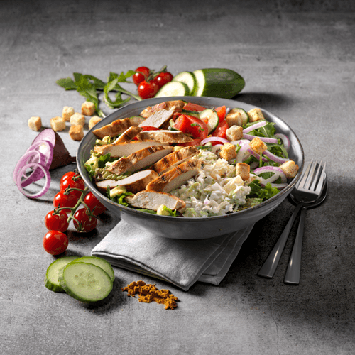 Grilled chicken - vadouvan meal salad