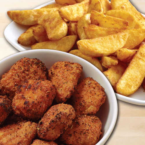 Potato wedges met piri piri poppers