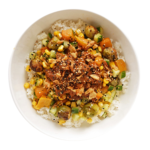 Beef rendang poké