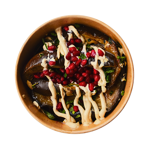 Grilled tahini aubergine salad