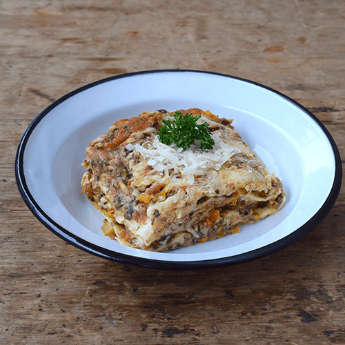 Pumpkin spinach lasagne