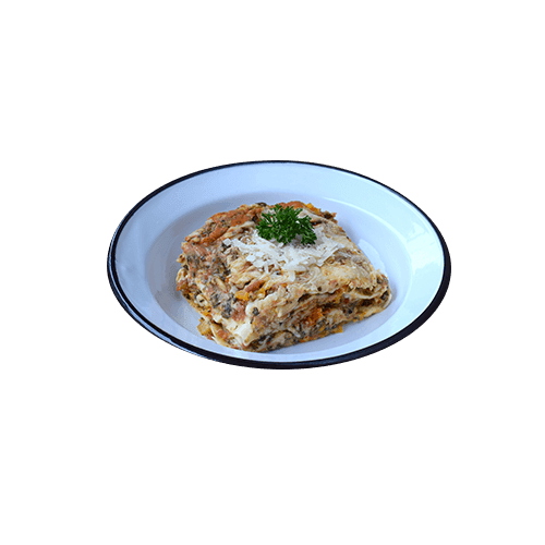 Pumpkin spinach lasagne