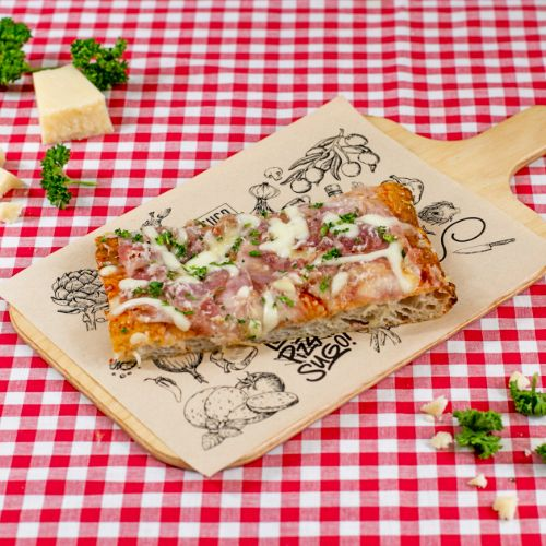SUGO slice pancetta and Parmesan
