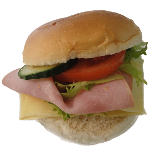Zachte bol ham en kaas
