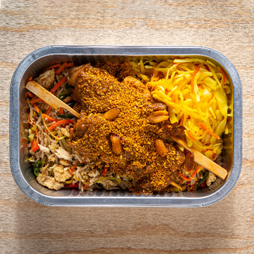 Kipsaté met nasi