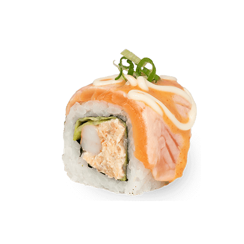 Flaming salmon salad roll