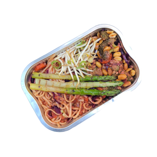 Umami noedels met groene asperges
