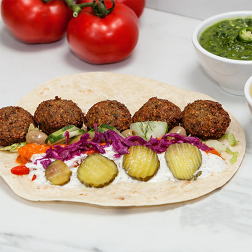 Homemade falafel wrap