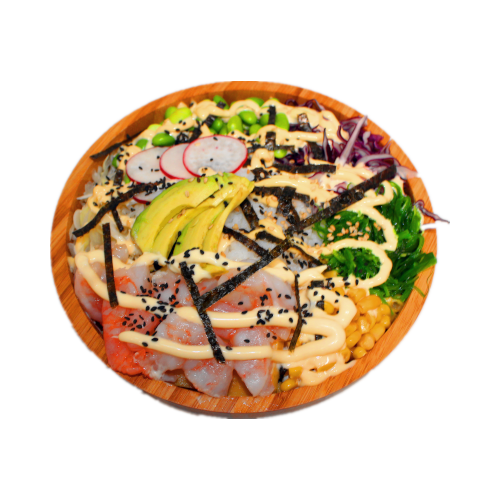 Prawns poké bowl