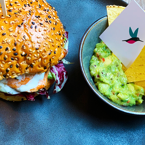 Pulled salmon burger