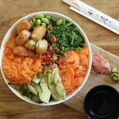 Ebi fry poké bowl