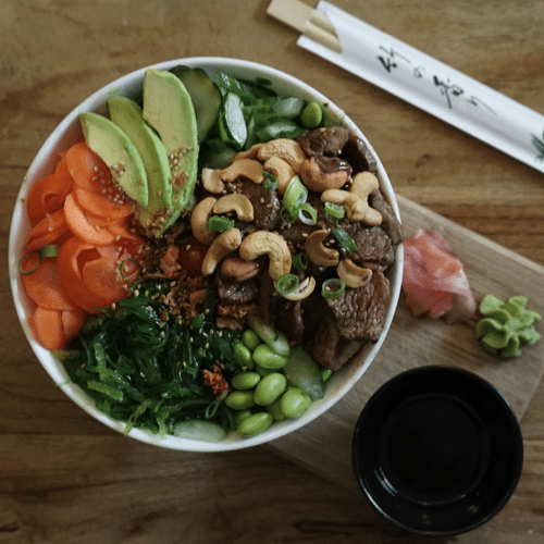 Teriyaki ossenhaas poké bowl