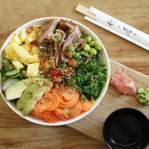 Peking duck poké bowl