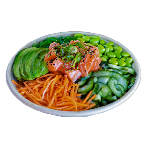 Salmon en avocado poké bowl