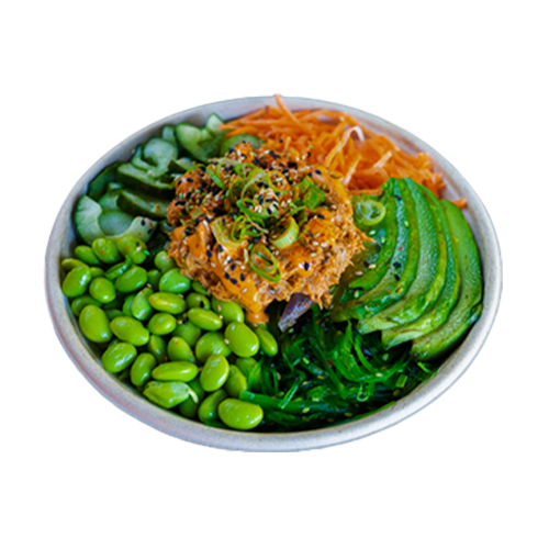 Spicy grilled tuna poké bowl