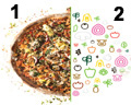 Two flavours - one pizza regular (33cm)