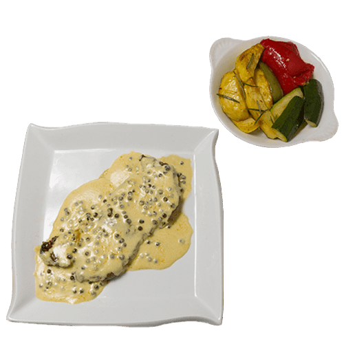 Entrecôte al pepe verde