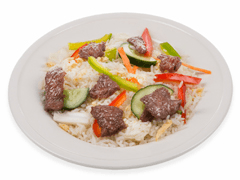 Nasi goreng with beef and vegetables