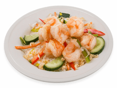 Nasi goreng with Chinese shrimps and vegetables
