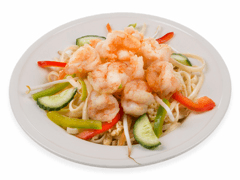 Bami goreng with Chinese shrimps and vegetables