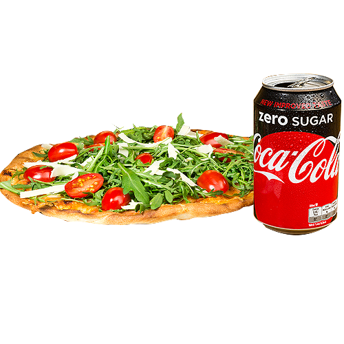 Pizza Margherita + blikje drinken