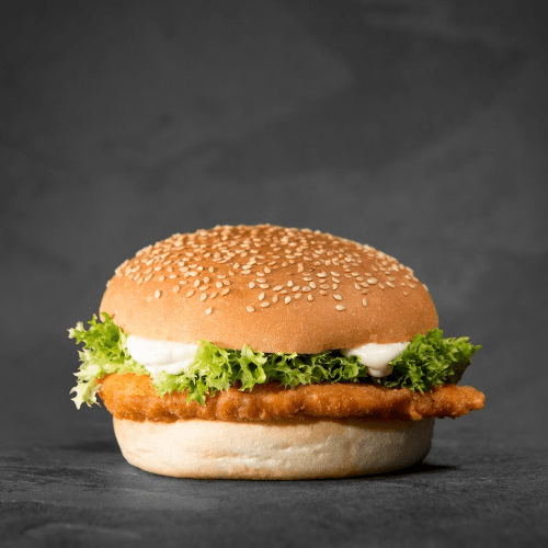 Crispy chicken cheeseburger