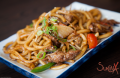 Udon yaki with beef tenderloin