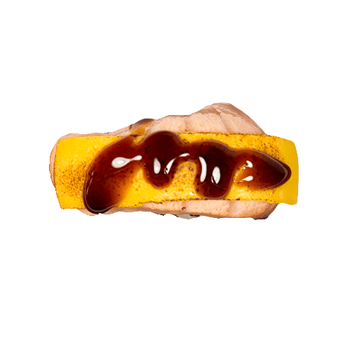 Flamed sake cheese nigiri