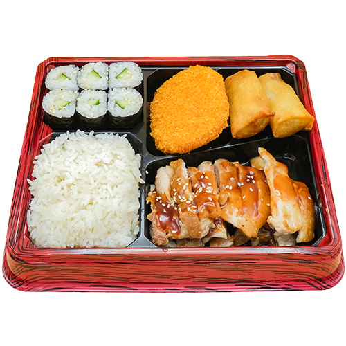 Teriyaki chicken sushi bento