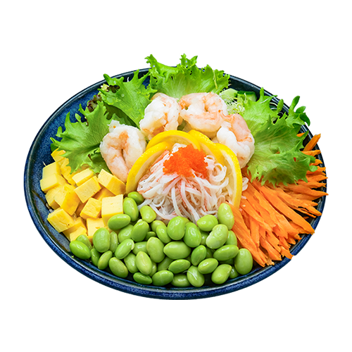 Poké shrimps sesame ponzu