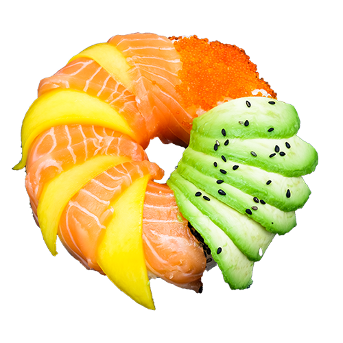 Ebi fry mango salmon sushi donut