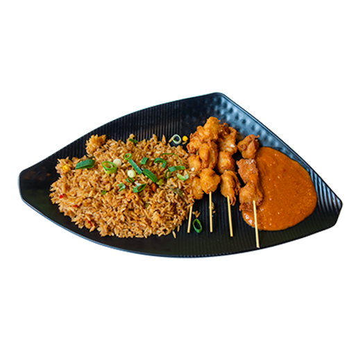 Vegetarian chicken sate fried rice