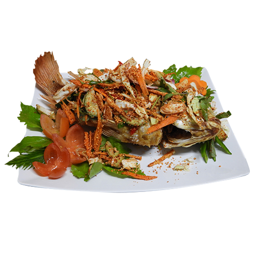 Plaa Katiam Prik Thai (beetje pittig)
