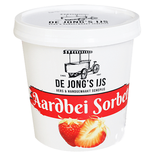 Aardbeien Sorbet schepijs - De Jong's Ijs