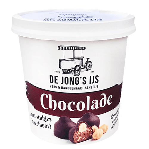 Chocolade met Hazelnoot schepijs - De Jong's Ijs