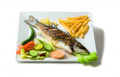 Grilled sea bass dish