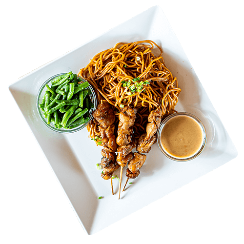 Bami with chicken satay