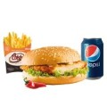Spicy chicken burger meal