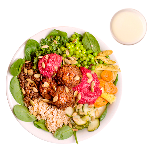 Nordic vegan meatballs salad