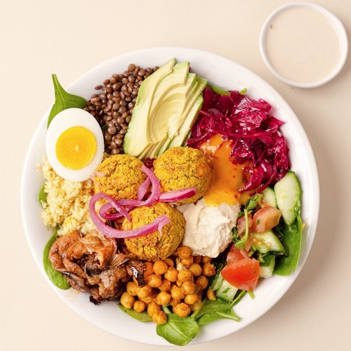 Spring falafel sabich salad (vegetarian)