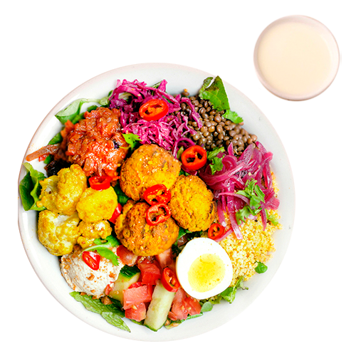 Spiced falafel and shakshuka salad
