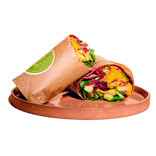 Spiced falafel shakshuka wrap