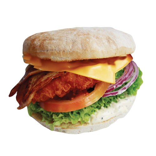 Crispy chicken bacon burger